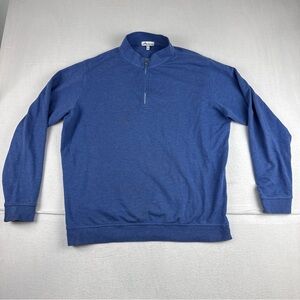 Peter Millar Crown Comfort Interlock Blue 1/4 Zip Pullover XL Preppy #MF21K40